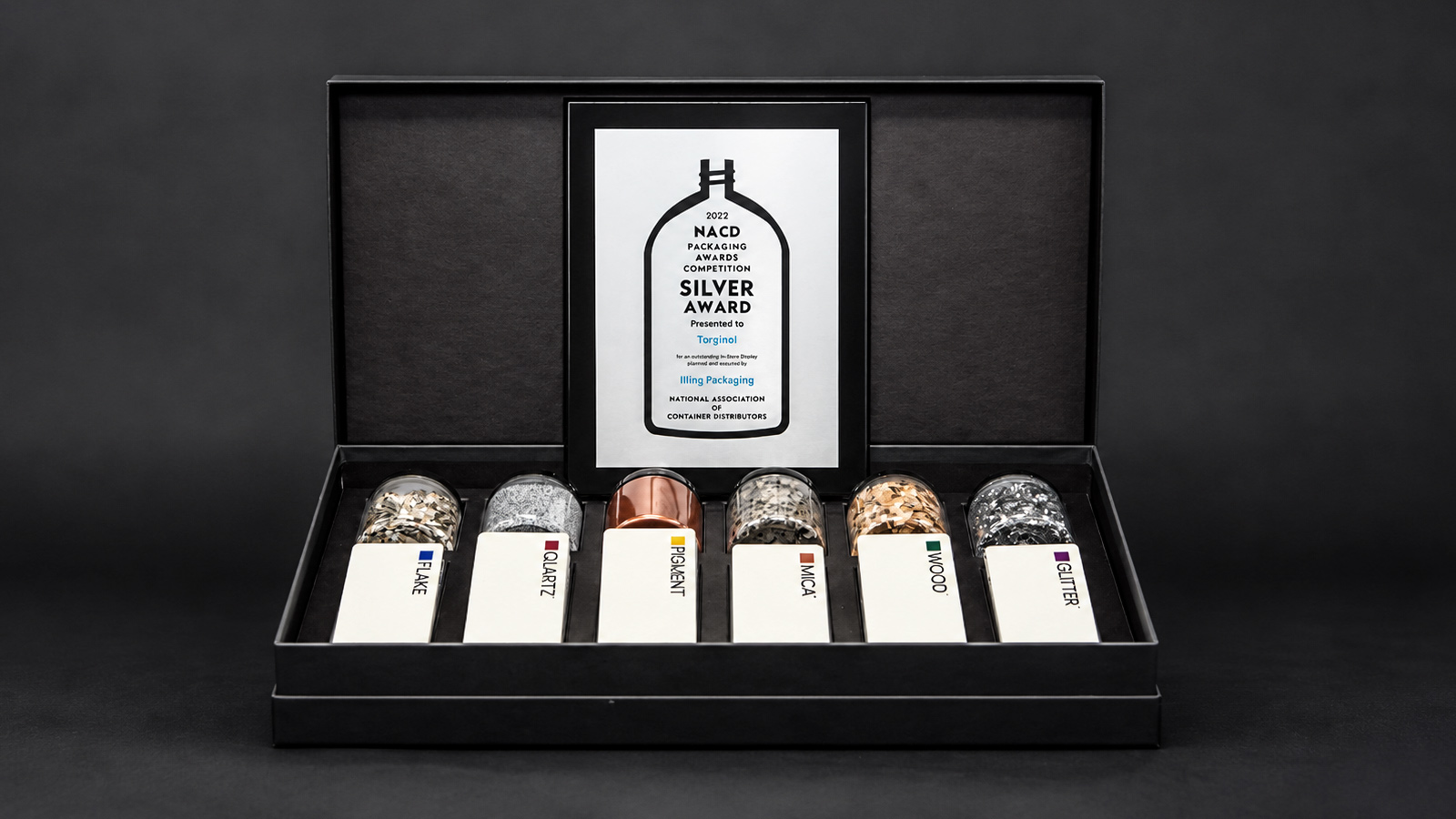 Torginol contractor sample kit display — NACD 2022 Silver award-winning package