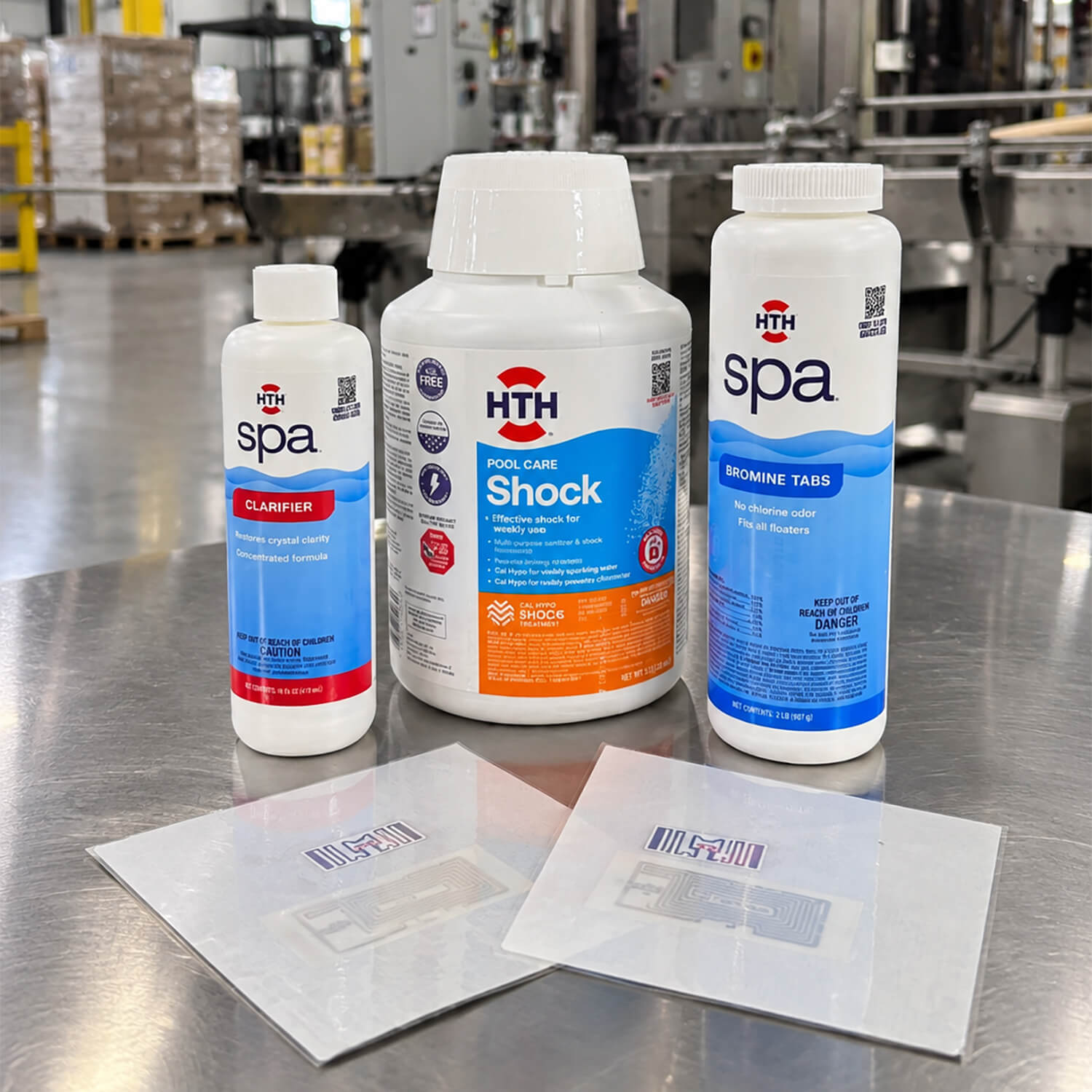 HTH pool and spa products with RFID smart-packaging inlays