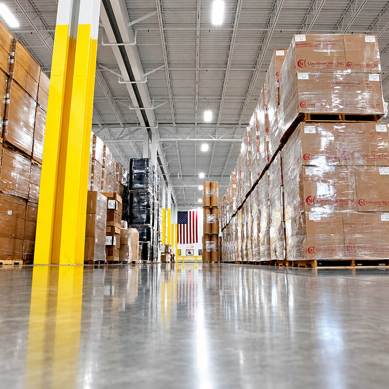 Stocked storage aisles inside an ILLING warehouse